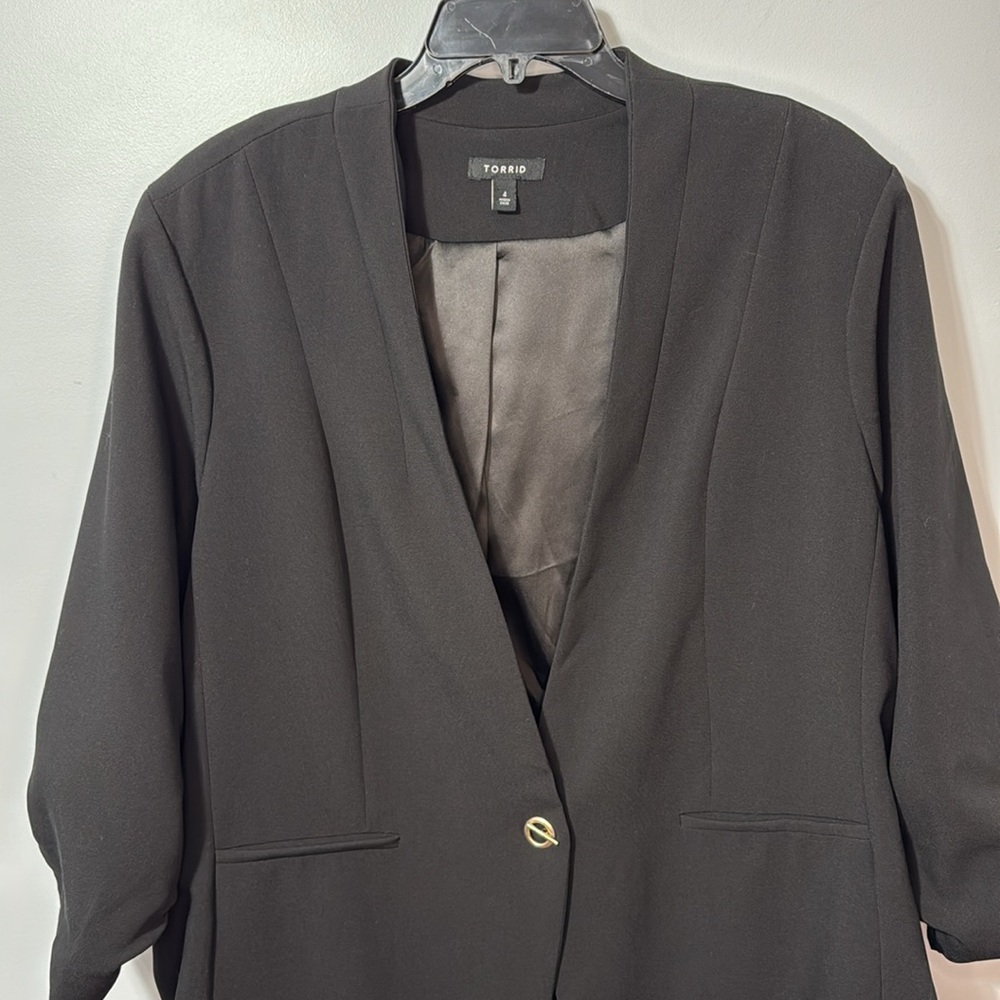 Torrid Jacket Black Single Toggle Closure Ruched … - image 3